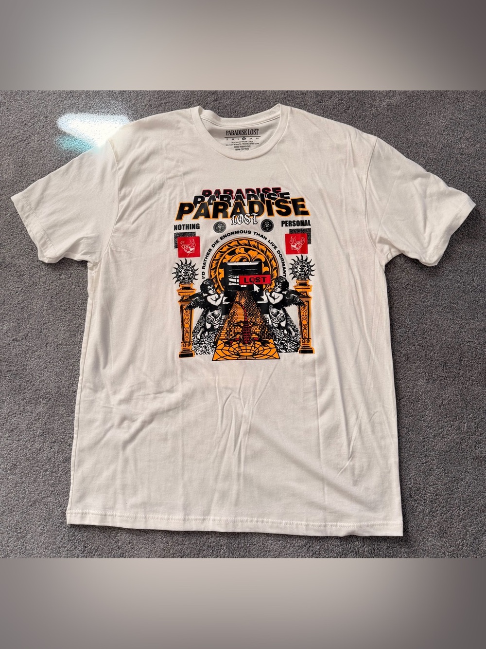 Paradise Lost Graphic Tee XL White Streetwear T-Shirt Y2K